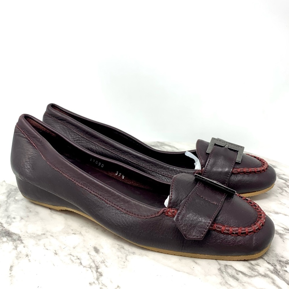 Hollywould Colby Butter Soft Leather Loafer 39.5 Made In Italy Demi Wedge Preppy